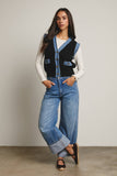 Denim Trim Knit Vest FSW0009 : Stripes / Contemporary / L