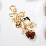 WESTERN HEART CROSS HAT BOOT HEART BAG CHARM | 80K096: GOLD
