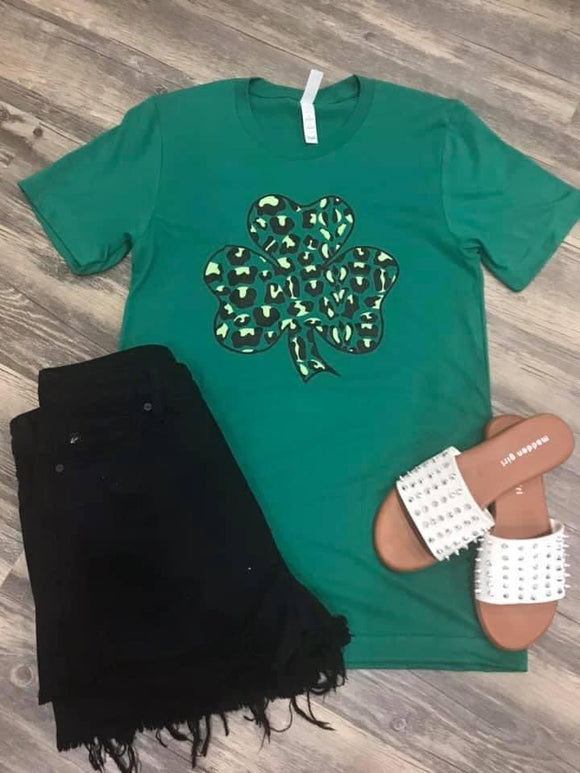 Leopard Shamrock Tee