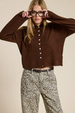 Essential Button Down Cardigan Top: Red / L