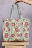 Bohemian Bias Tape Detail Roomy Fit Mint Tote Bag: MINT MULTI / One Size