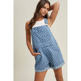 POLKA DOT DENIM SHORTALL / WL26-12589: DENIM DOT / L