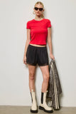 Basic Short Sleeve Baby Tee Knit Top: BABY PINK / L