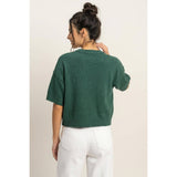 Seam Detail Short Sleeve Knit Top: WHIP CREAM / S-M-L(2-2-2)