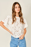 AJT6103 LACE FLORAL T SHIRTS: OFF WHITE / L