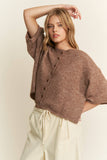 Mocha Quarter-Sleeve Knit Cardigans: Mocha / Contemporary / L