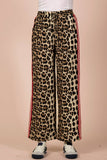 NP70940-Side Stripe Tape Detail Leopard Wide Leg Pants: MOCHA MIX / S-M-L/2-2-2