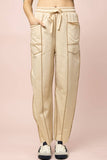 NP71022-Stitch Detail Casual Knit Pants: MOCHA / S-M-L/2-2-2