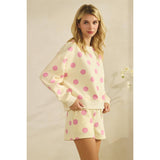 Polka Dot Sweatshorts: Sky Blue/Navy / L