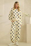 Polka Dot Sweatpants: Cream/Black / L