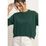 Seam Detail Short Sleeve Knit Top: WHIP CREAM / S-M-L(2-2-2)
