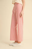 STRIPED HIGH WAIST WIDE LEG PANTS MP3775: BLACK STRIPE / L