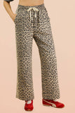 NP70999-Leopard Printed Cotton Twill Tape Detail Pants: MOCHA LEOPARD / S-M-L/2-2-2