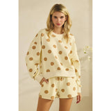 Polka Dot Crew Neck SweatShirt: Black / L