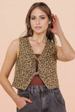 VJT80005-VERY JEAN Acid Washed Denim Front Tie Vest: INDIGO / S-M-L/2-2-2