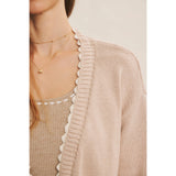 OVERSIZED COTTON BLEND SWEATER CARDIGAN: CLOUD PINK / L