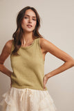 Open-Knit Sleeveless Tank Top FSW0041: Red / Contemporary / L