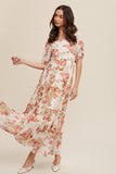 Floral Tiered Maxi Dress: Cream / L