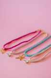 Twist charm necklaces: White/Gemstone