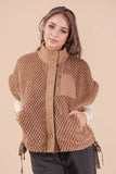 NJ90437-Soft Textured Woven Vest W/ Side Tie: MOCHA / S-M-L/2-2-2