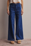 Wide-Leg Stretch Denim Jeans FP0003: Washed Cobalt / Contemporary / L