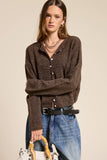 Essential Button Down Cardigan Top: Red / L