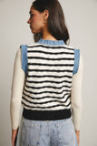 Denim Trim Knit Vest FSW0009 : Stripes / Contemporary / L
