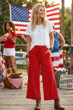 Relaxed Polka Dot Wide Leg Pants: RED/WHITE / L