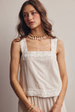 Embroidered Square-Neck Tank & Wide-Leg Pants Set FSET011: Indigo / Contemporary / L
