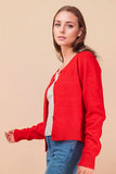 12W3475N-Print & Solid Soft Knit Sweater Cardigan: Red / S-M-L/2-2-2