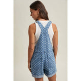 POLKA DOT DENIM SHORTALL / WL26-12589: DENIM DOT / L
