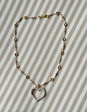 Pearl heart charm necklace