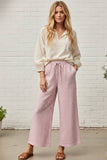 Striped Cotton Wide Leg Pants: PINK COMBO / L