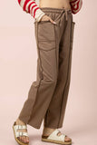 NP71022-Stitch Detail Casual Knit Pants: MOCHA / S-M-L/2-2-2