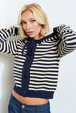 PALMER HOODIE CARDIGAN - Cozy, Striped, Casual: Pink Multi / L