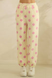 Polka Dot Sweatpants: Cream/Black / L