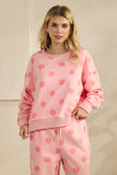 Polka Dot Crew Neck SweatShirt: Sky Blue/Navy / L