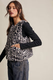 Faux Fur Leopard Vest-Grey