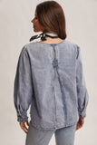 Ruffle Trim Denim Blouse FT0021: Cloud Wash / Contemporary / L