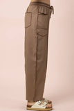 NP71022-Stitch Detail Casual Knit Pants: MOCHA / S-M-L/2-2-2