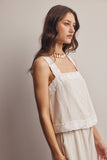 Embroidered Square-Neck Tank & Wide-Leg Pants Set FSET011: Indigo / Contemporary / L