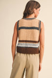 IT4346  MULTI COLORED STRIPED SWEATER VEST TOP: BLUE MULTI / L