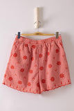 NT12482SET-Floral Embroidery Woven Top & Shorts Set: NAVY / S-M-L/2-2-2