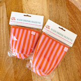 Coffee Cup Cover - Pink & Orange Stripes - Iced Drink Sleeve: Small / 16oz