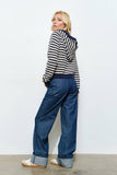 PALMER HOODIE CARDIGAN - Cozy, Striped, Casual: Pink Multi / L