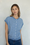 Striped Piper Vest Cardigan - Pin Stripe: Ivory Black / Small