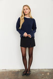 CONTRAST ROLLED EDGE CREWNECK PULLOVER : CHARCOAL