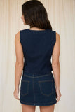 STUD DETAIL V NECK BUTTON DOWN DENIM VEST: DENIM