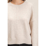 Crew Neck Sweater With Ribbed Hem: OATMEAL / S-M-L(2-2-2)