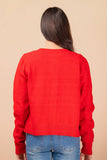 12W3475N-Print & Solid Soft Knit Sweater Cardigan: Red / S-M-L/2-2-2